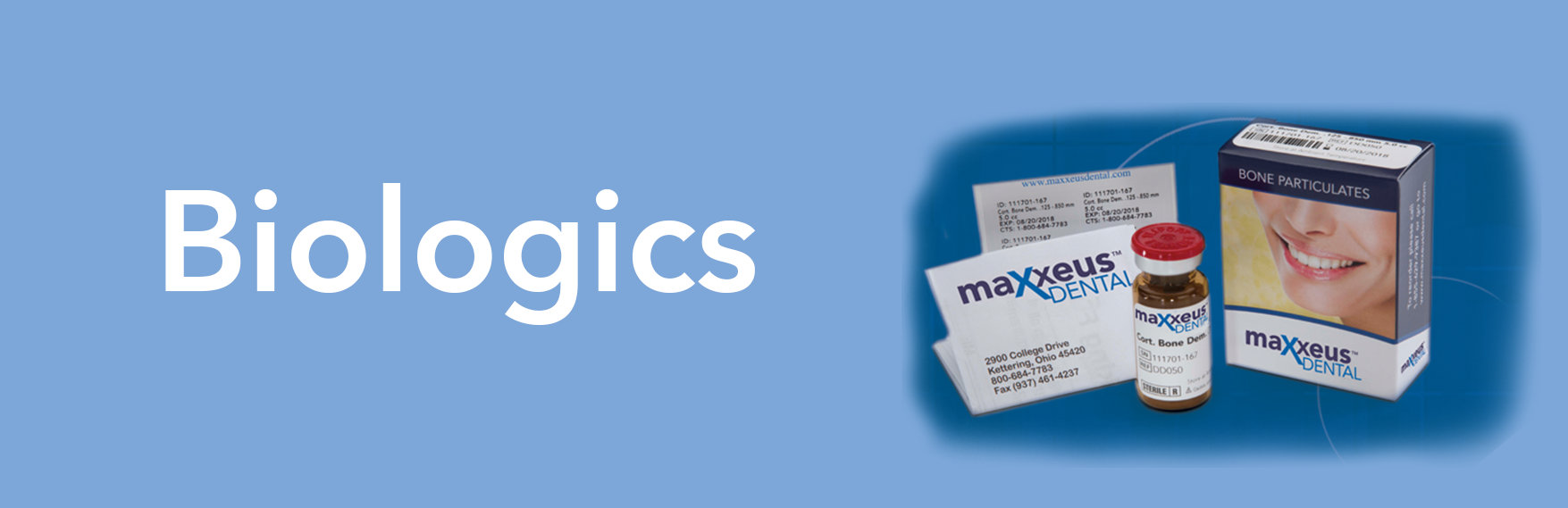 Maxxeus Dental biologics and allograft materials offered by Dental TI.